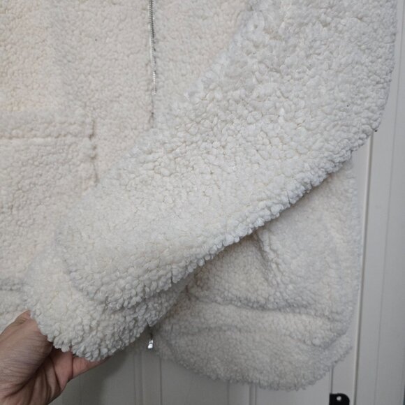 Wild Fable Cream Sherpa Zip-Up Jacket | XS/S Cozy Teddy Fleece Coat - Picture 8 of 14